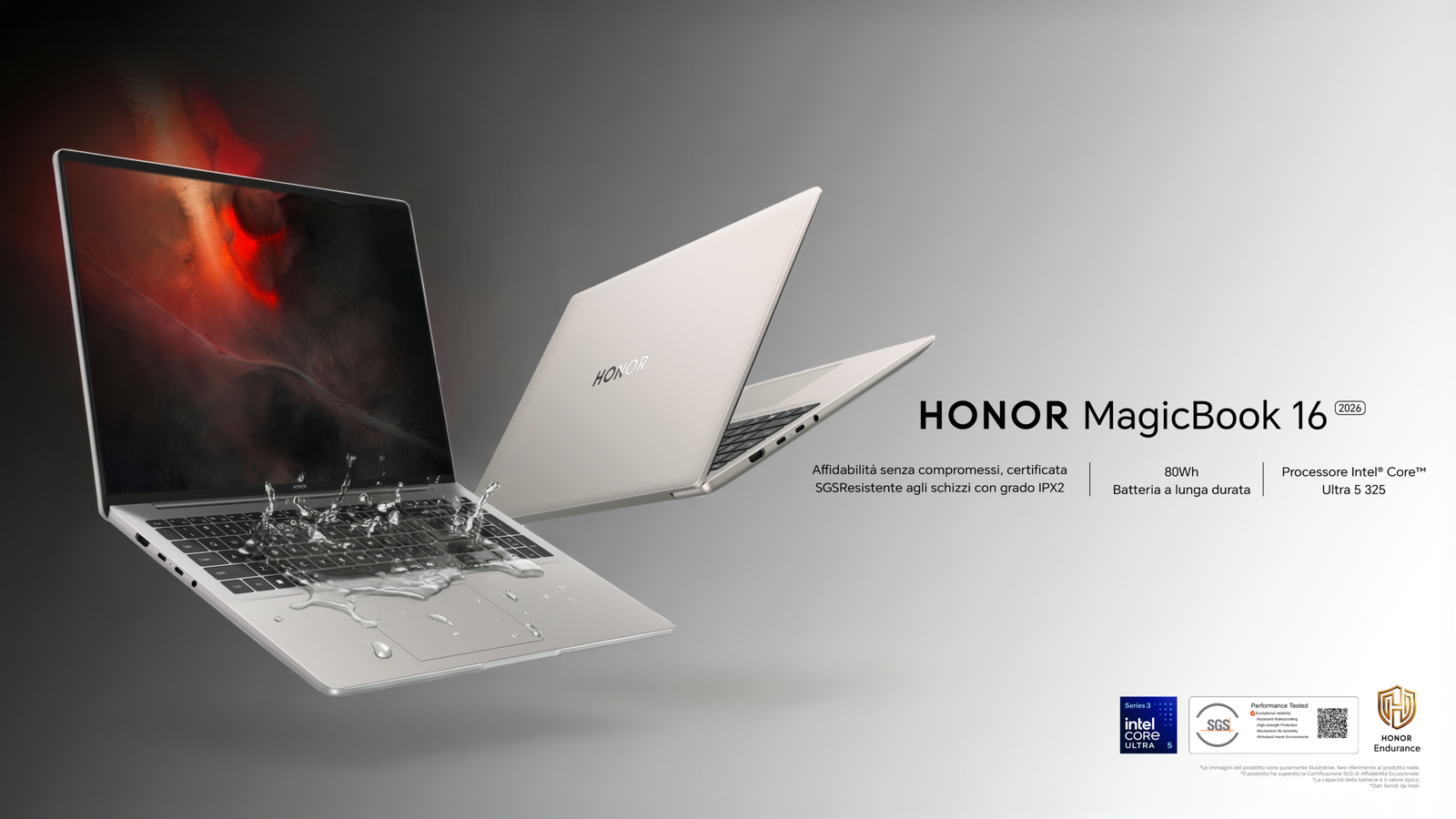 Honor MagicBook 16 ufficiale: Intel Ultra 5 e 80Wh a 1199 euro