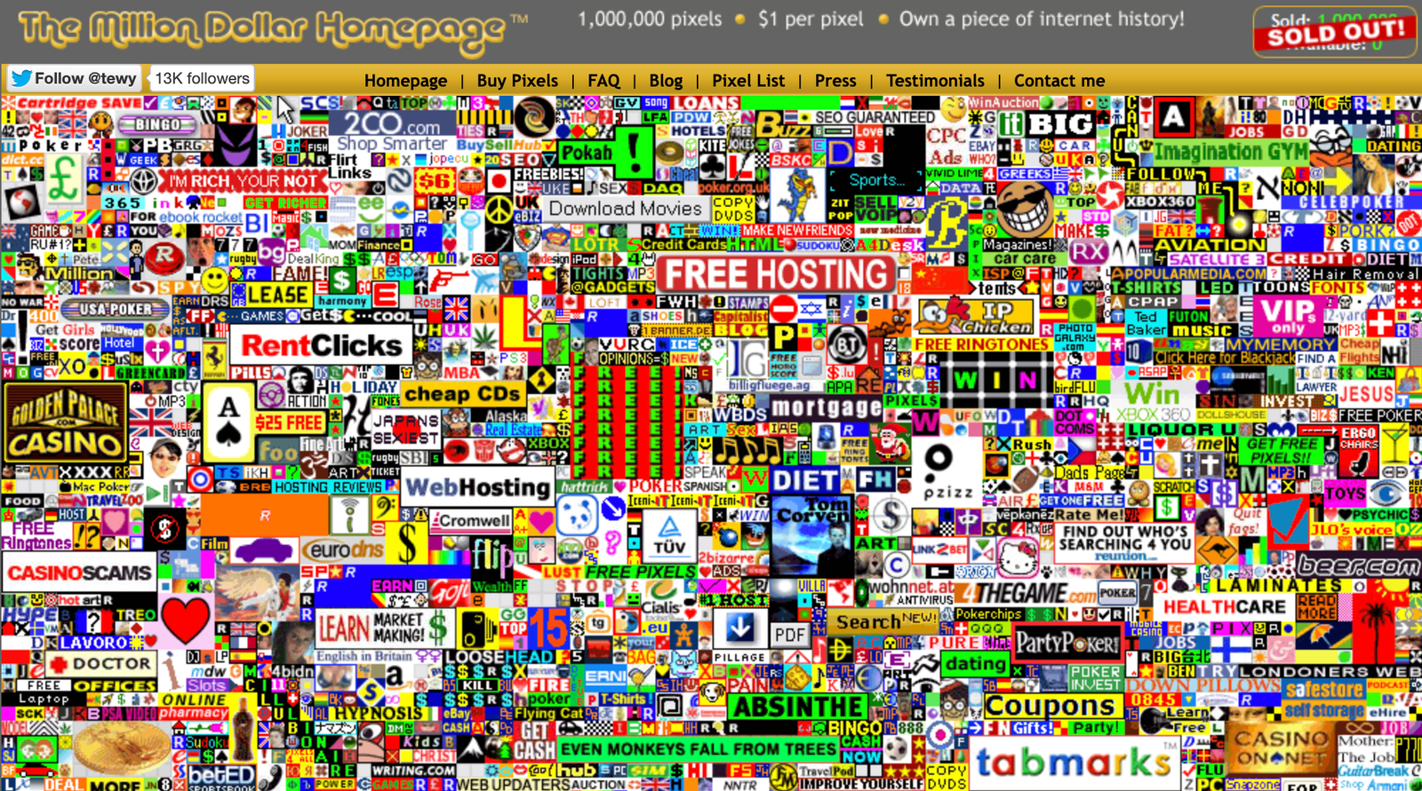 Million Dollar Homepage: come Alex Tew vendette un milione di pixel