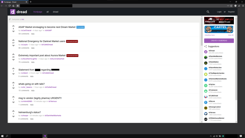 marketplace del dark web dread