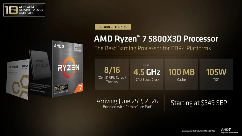 AMD Ryzen 7 5800X3D Anniversary e Ryzen 7 7700X3D 