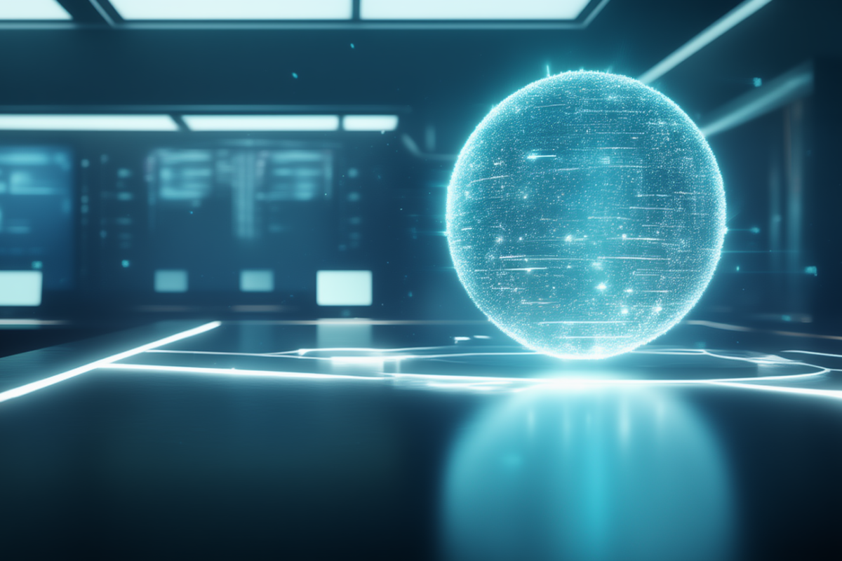 Un'interfaccia digitale astratta che rappresenta un assistente AI sempre attivo